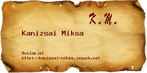 Kanizsai Miksa névjegykártya